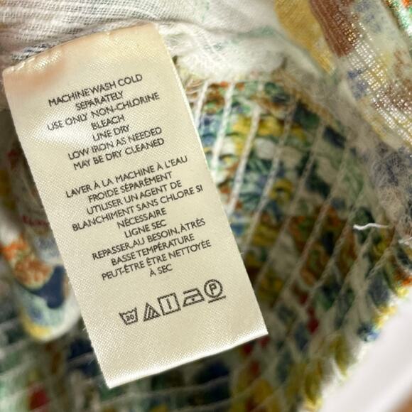 Anthropologie Crop Top 2 Piece Set Womens Large Green Floral Cotton Resort Wear - Picture 15 of 15